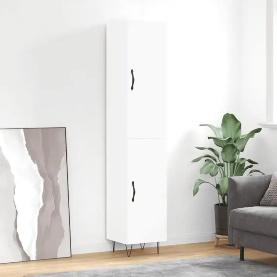 Premium Wysoka szafka, biała, 34,5x34x180 cm, materiał drewnopochodny Lumarko! - Hurtownia wielobranżowa Lumarko